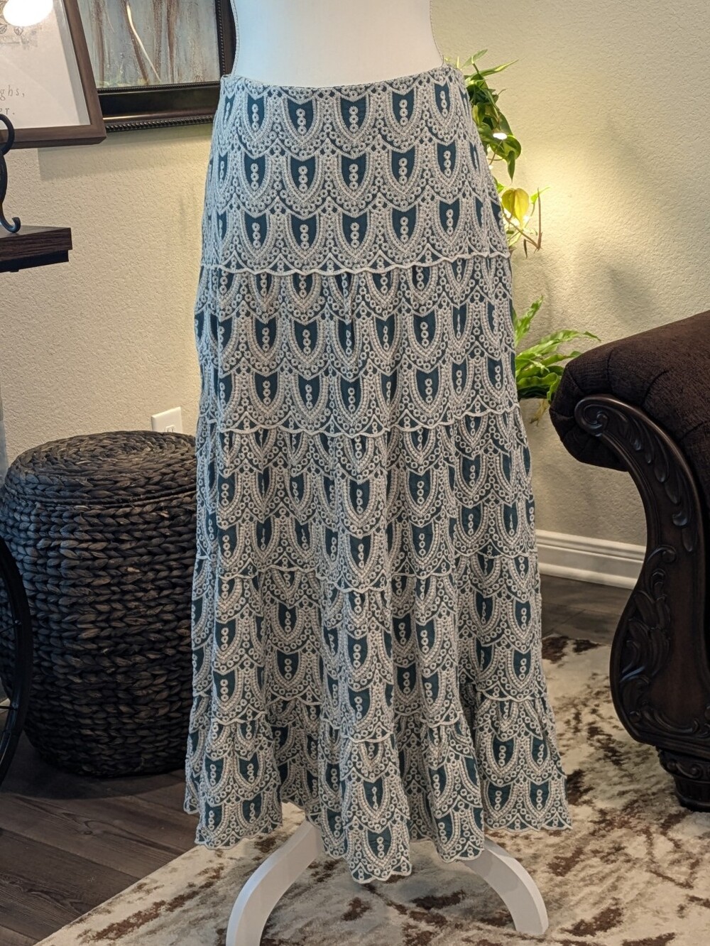 Dainty Green/Blue Maxi Skirt